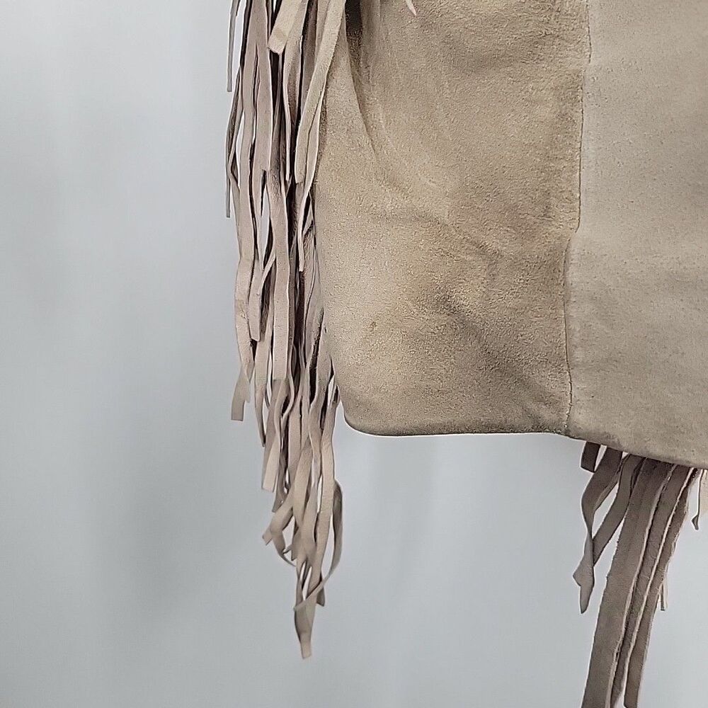 Genelli Mens Leather Fringe Jacket Size XXL Blonde Tan Coat Vintage - Picture 10 of 16